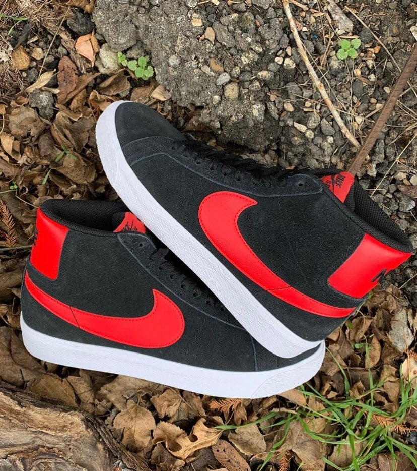 nike blazers red and black